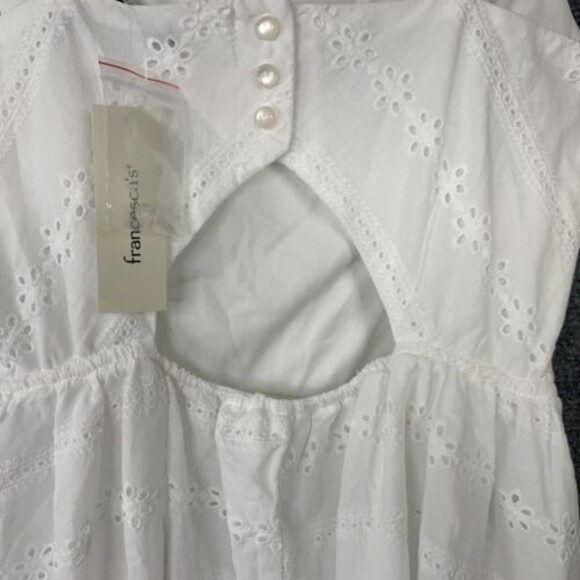 Three Pink Hearts Sundress Women Small NWT Fit & Flare White Eyelet Back Keyhole - Picture 6 of 12